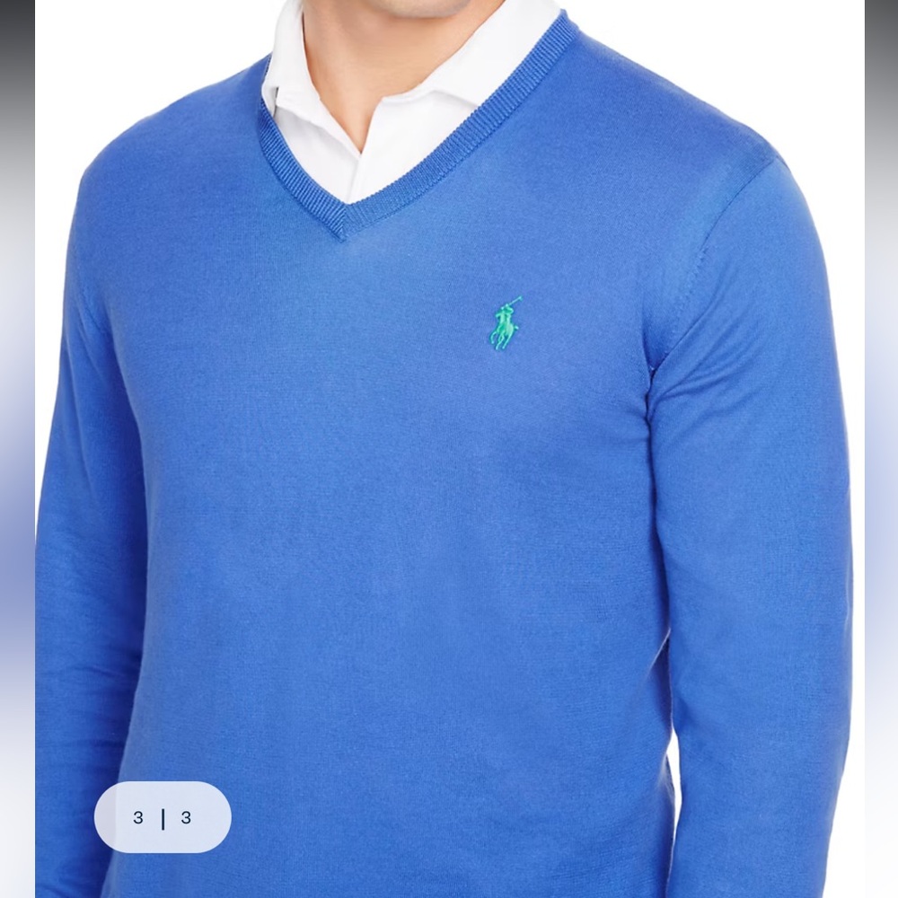 NEW Polo Ralph Lauren Prima Cotton V-neck Sweater - Picture 7 of 7